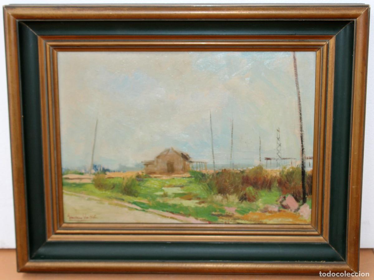 Arte: FRANCISCO SEBASTIAN RODRIGUEZ (1920-2013) OLEO SOBRE TABLA. PAISAJE MEDITERRANEO