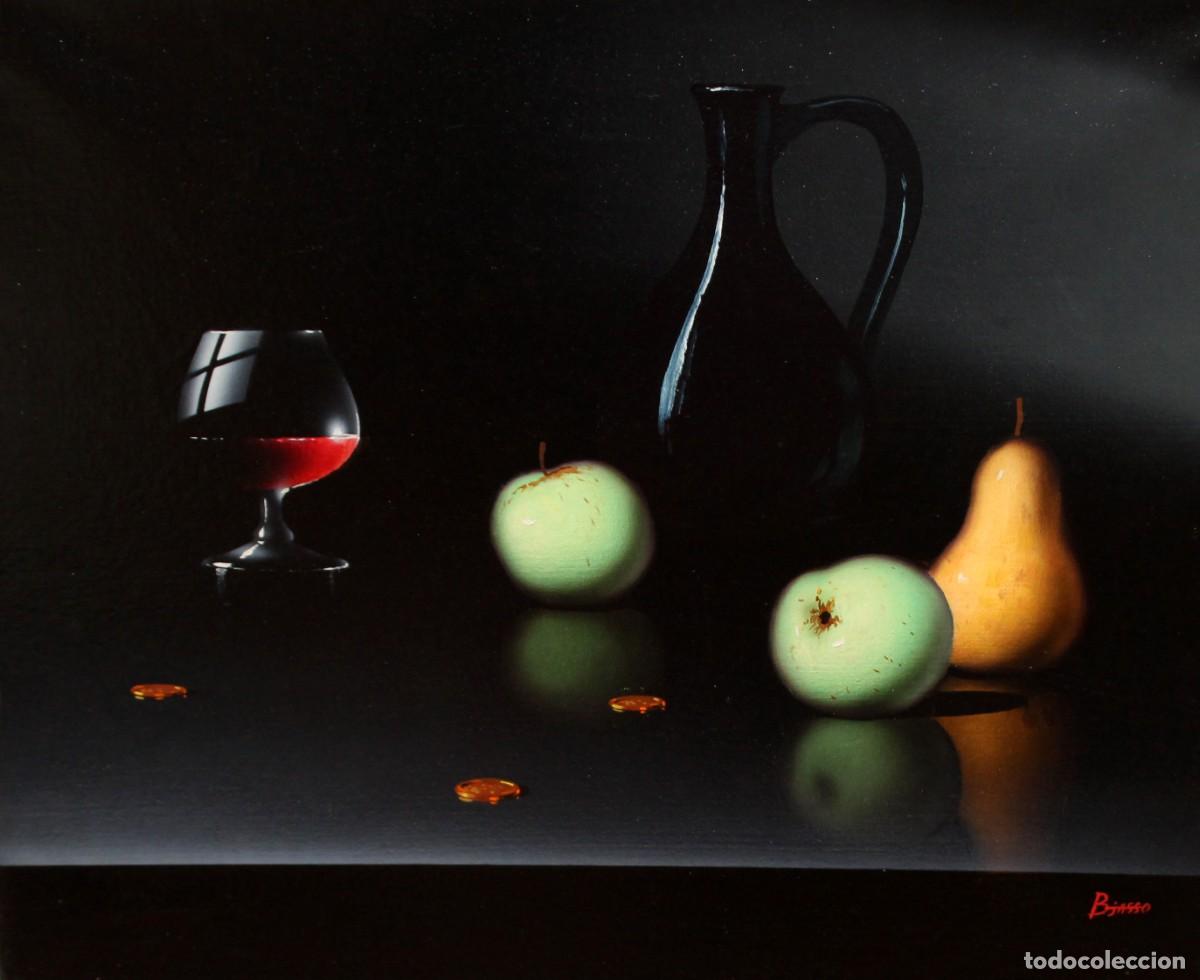 Arte: FIRMADO BIASSO. OLEO SOBRE TELA. BODEGON EN LA PENUMBRA