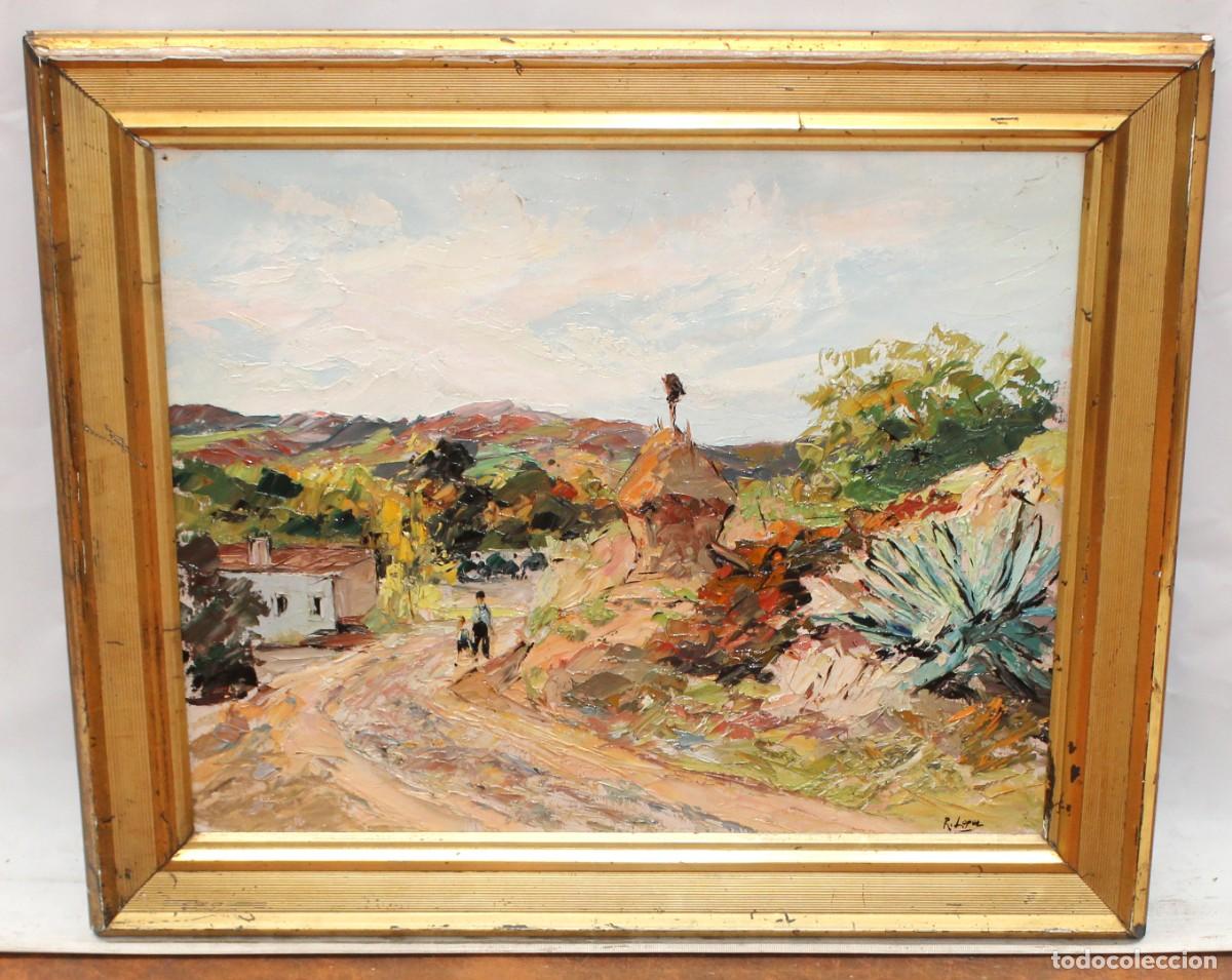 Arte: RAMON LOPEZ (1956) OLEO SOBRE TELA. PAISAJE CON FIGURA