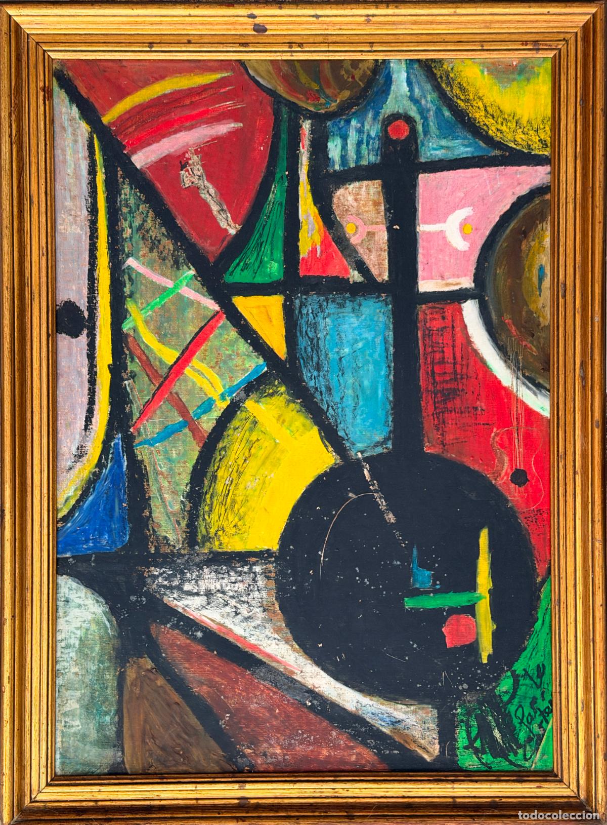 Arte: t&eacute;cnica mixta sobre tabla ,1980s. dedicada , posible atribuci&oacute;n a Santiago Lagunas no firmada ,R379