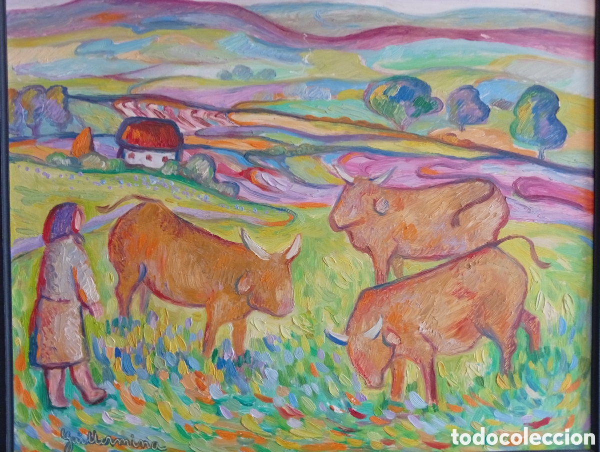 Arte: Pintura gallega preciosa obra oleo de la gran pintora Guillermina Fern&aacute;ndez mandado ( Vigo,1940+)