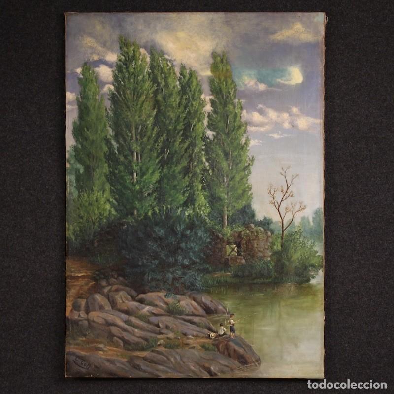 Arte: Paisaje espa&ntilde;ol firmado por C. Coll, 1883.