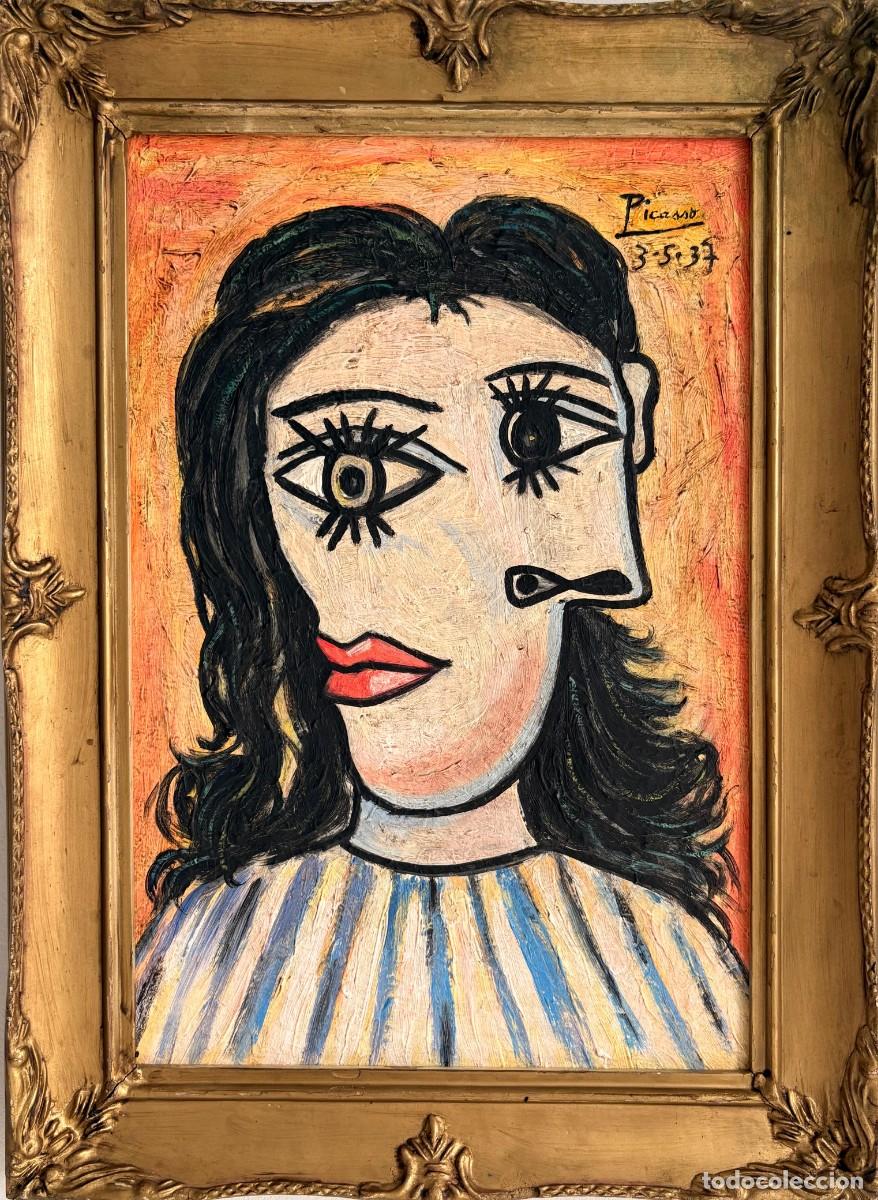 Arte: Impresionante &oacute;leo sobre lienzo de yute Pablo Picasso con marco - 24,0&rdquo; &times; 17,7&rdquo; pulgadas