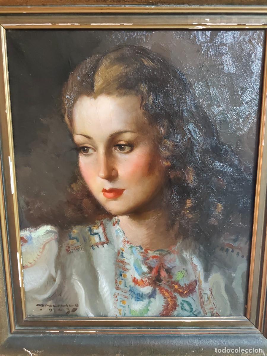 Arte: Cuadro oleo retrato mujer Joaqu&iacute;n angulo Garc&iacute;a (Sevilla)