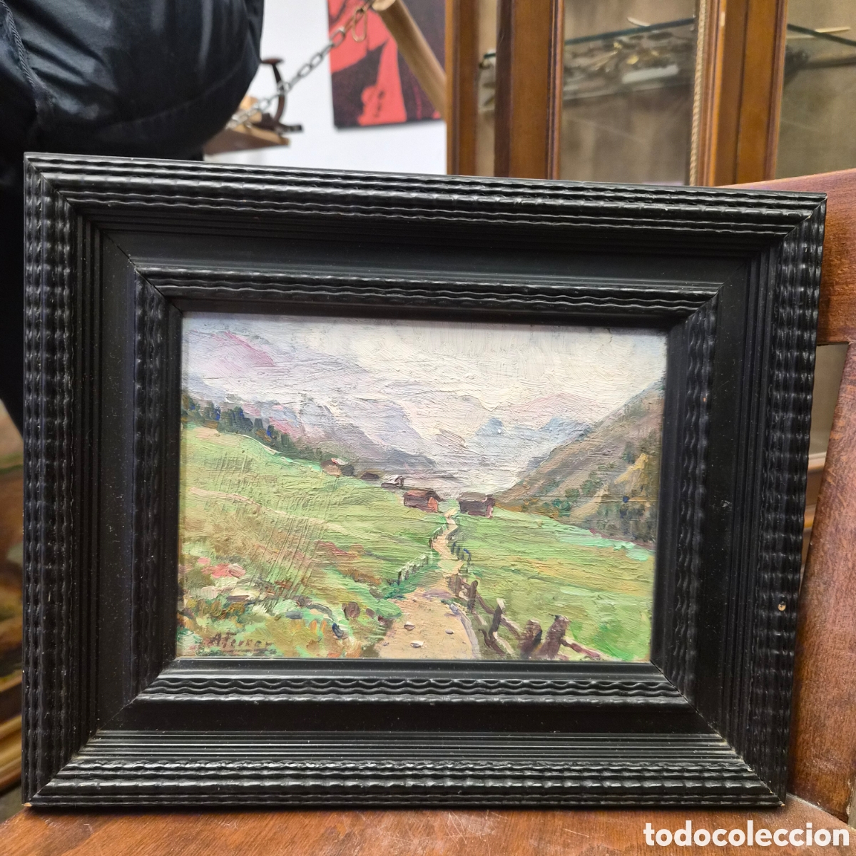Arte: &Oacute;leo sobre tabla Adolfo Ferrer Amblar pintor valenciano paisaje rural