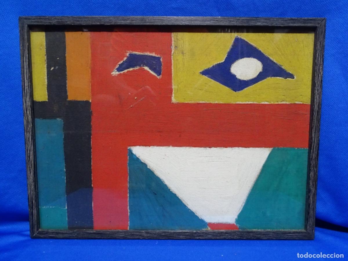 Arte: &Oacute;LEO TELA PEGADO TABLEX, ESCUELA INFORMAL ANONIMO A&Ntilde;OS 60. GEOMETR&Iacute;A.