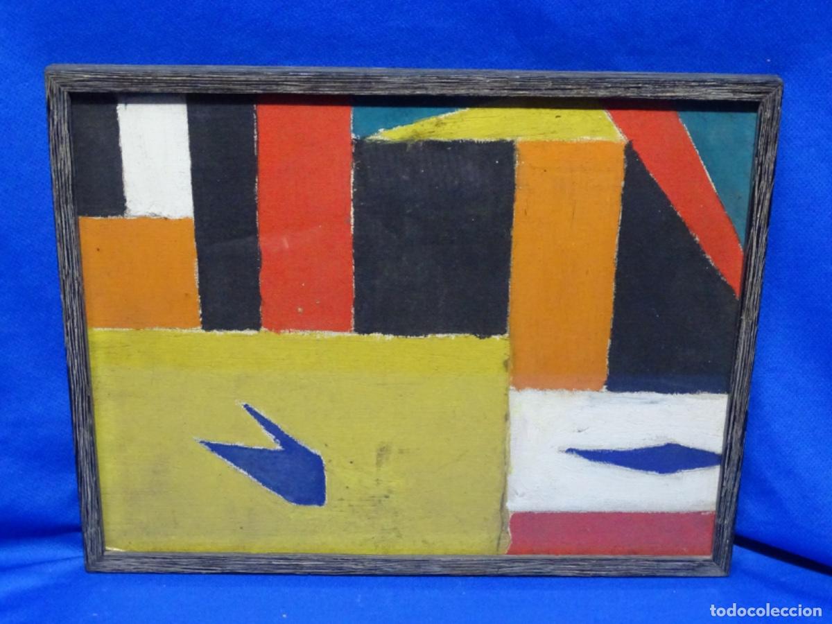 Arte: &Oacute;LEO TELA PEGADO TABLEX, ESCUELA INFORMAL ANONIMO A&Ntilde;OS 60. GEOMETR&Iacute;A.
