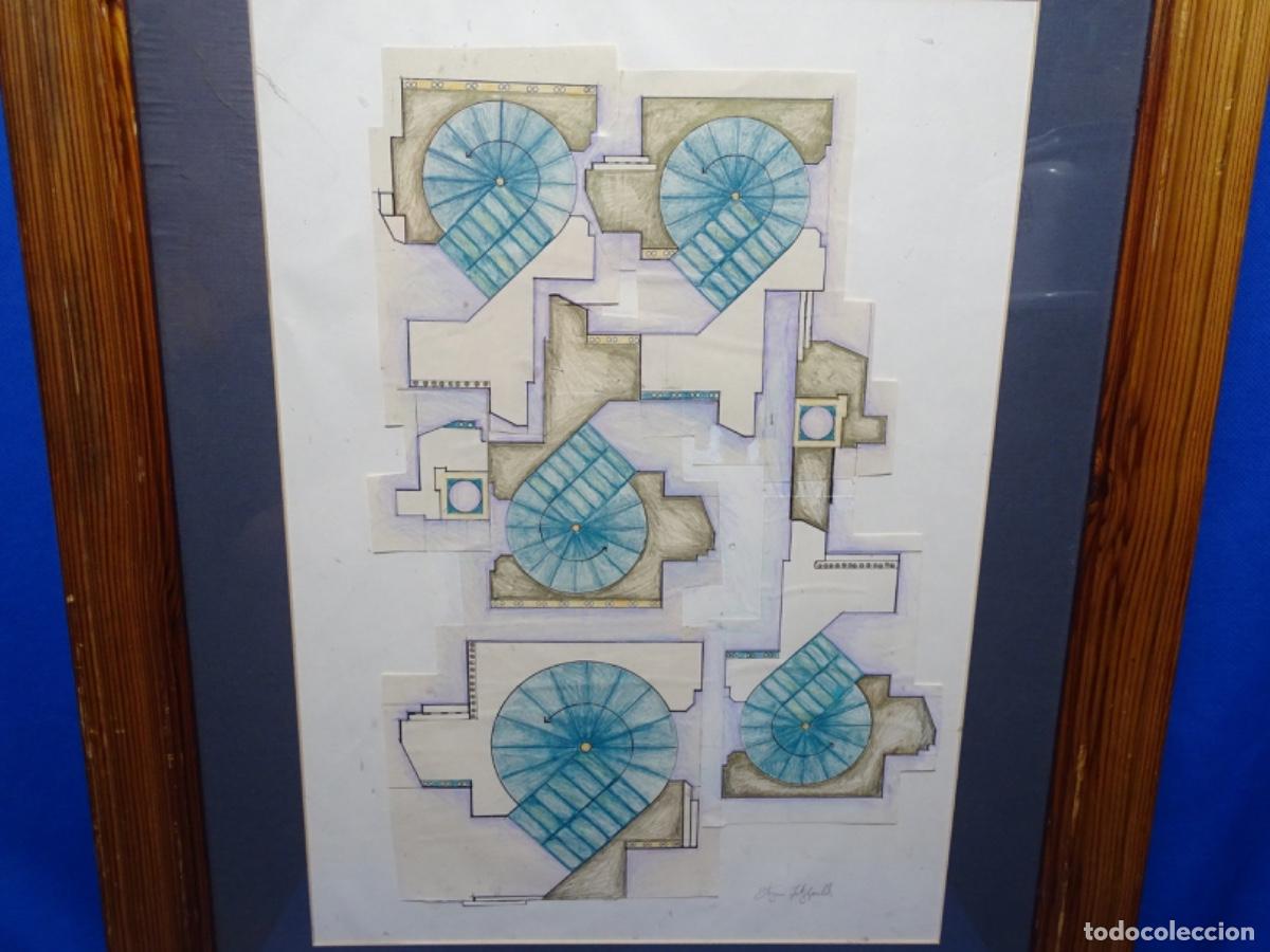 Arte: PLANO ESCALERAS EN T&Eacute;CNICA MIXTA CON FIRMA ILEGIBLE.