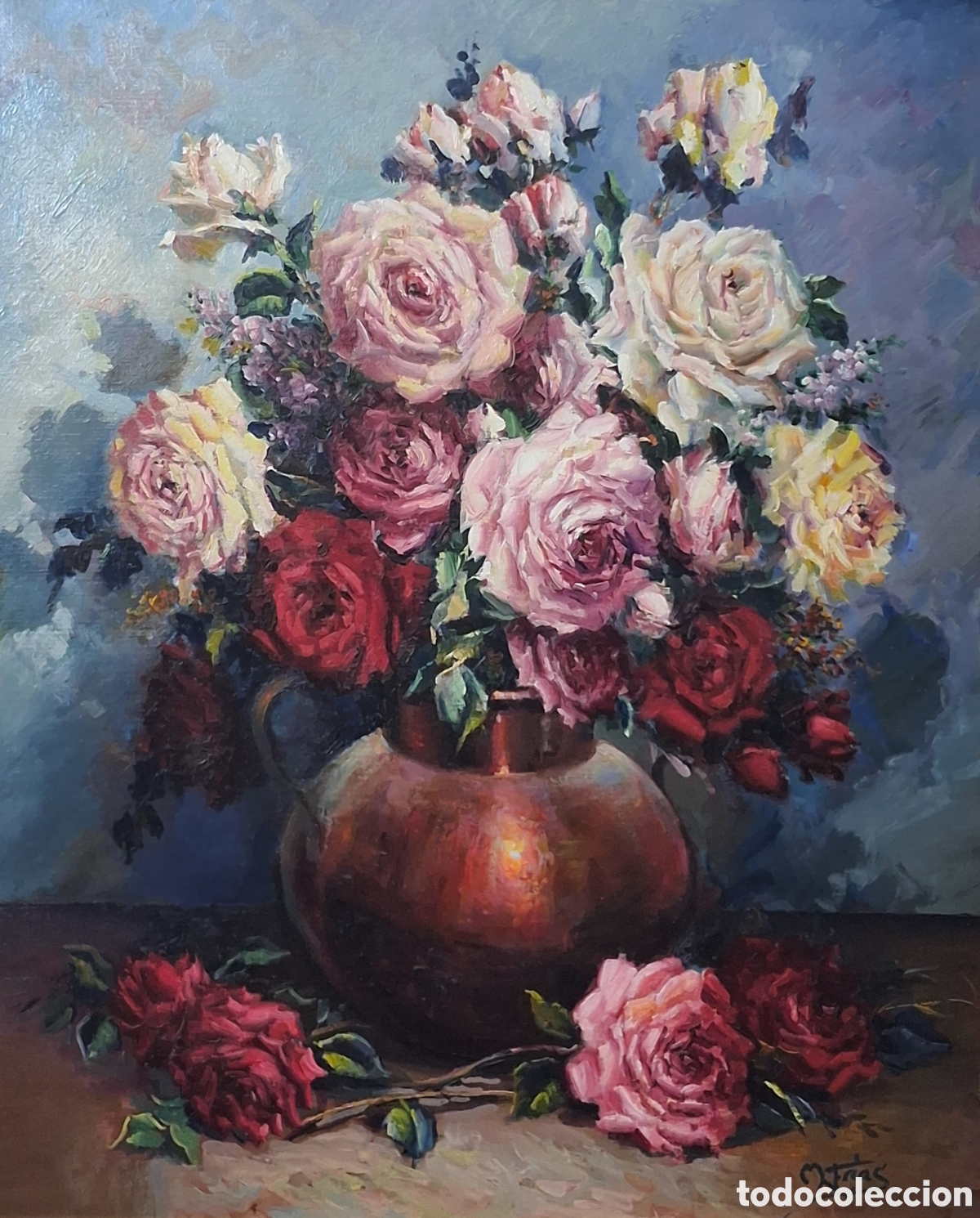 Arte: Cuadro &Oacute;leo Original Bodeg&oacute;n de Flores