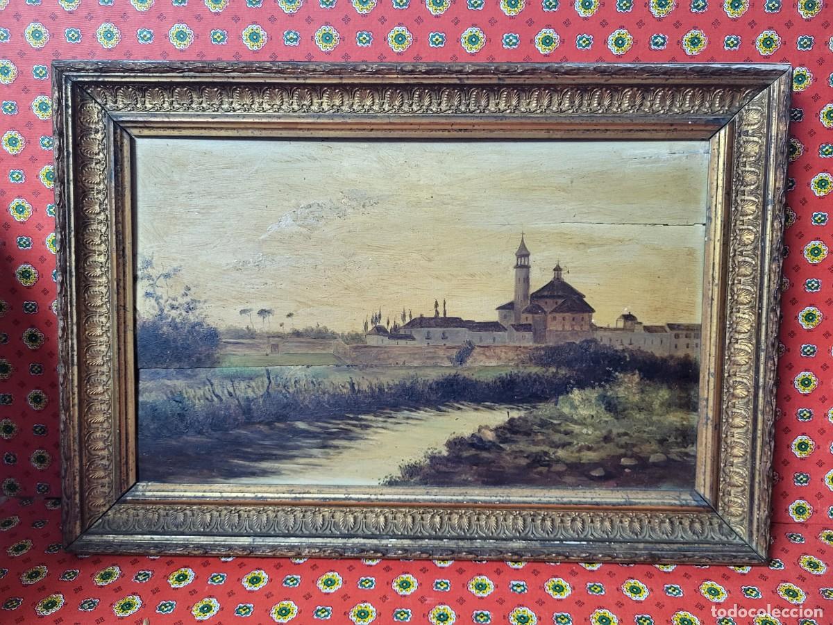 Arte: ANTIGUA PINTURA TABLA OLEO MANUEL PRIETO HURTADO MALAGA ? VISTA GRANADA S XIX