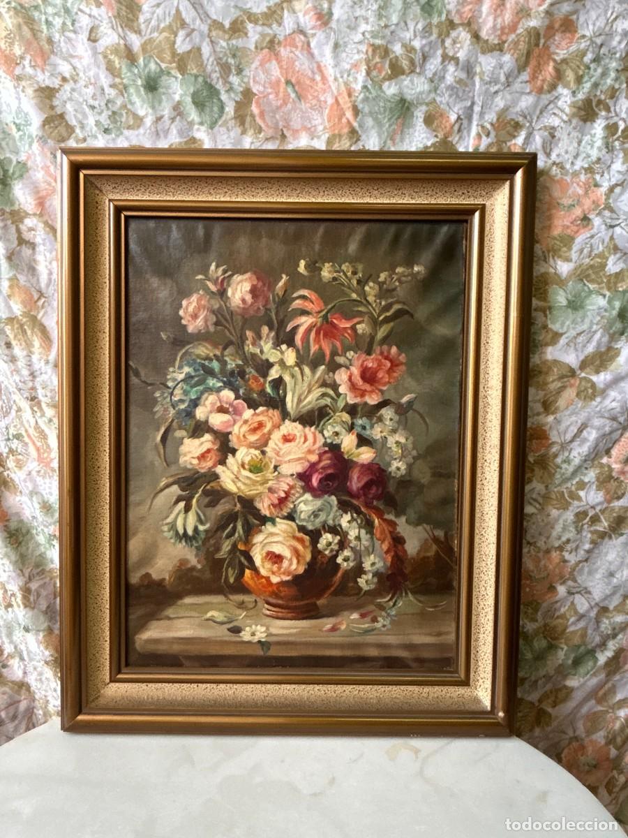 Arte: &Oacute;leo antiguo Bodeg&oacute;n Flores -Composici&oacute;n 1
