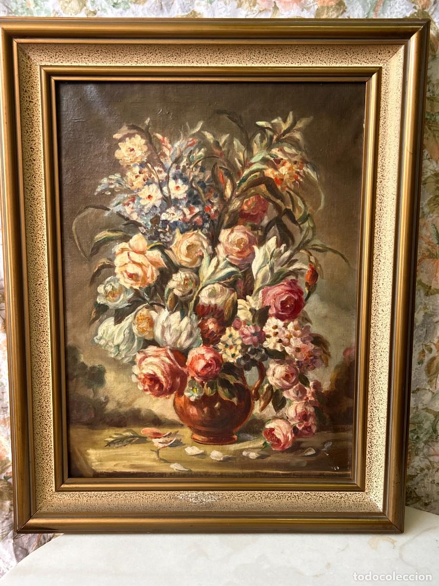 Arte: &Oacute;leo antiguo Bodeg&oacute;n Flores -Composici&oacute;n 2
