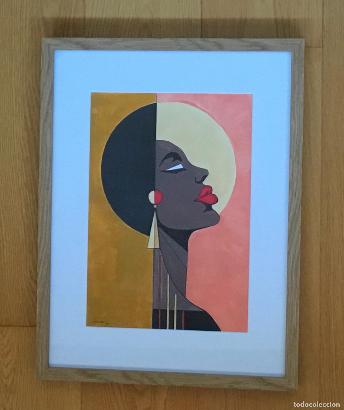 Arte: African beauty. Acr&iacute;lico sobre papel.
