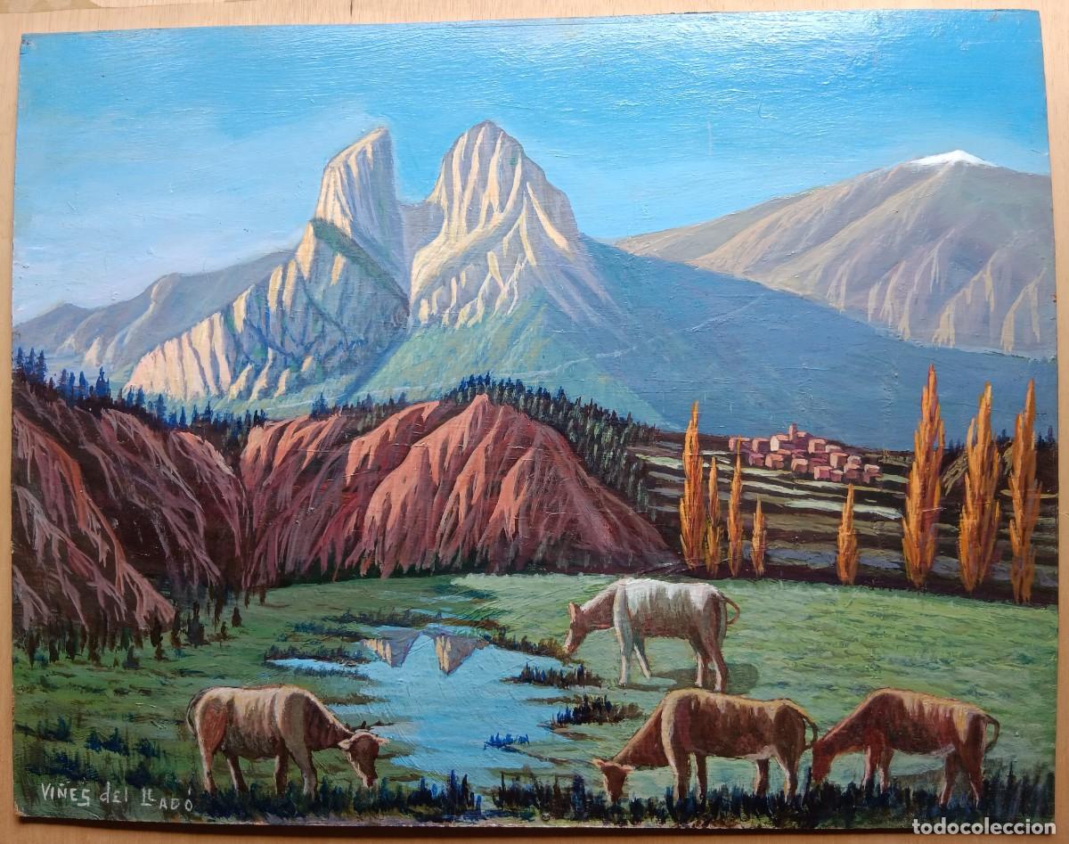 Kunst: VI&Ntilde;AS DEL LLAD&Oacute;, BERGA, 1924-2012. &Oacute;LEO SOBRE TABLERO 66 X 51. PEDRAFORCA. CERTIFICADO.