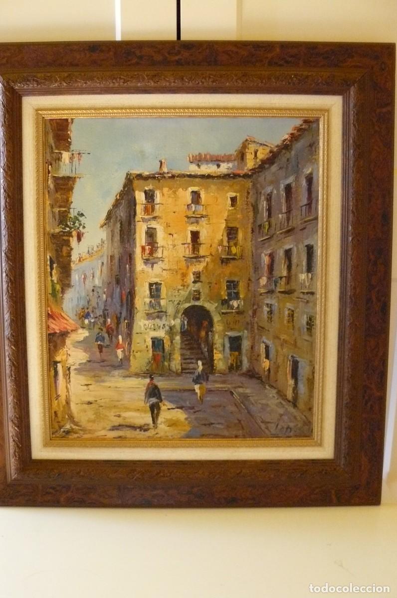 Arte: OLEO SOBRE LIENZO FIRMADO Y ENMARCADO PAISAJE URBANO