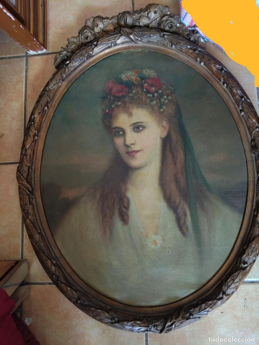Arte: Jos&eacute; Llasera (Madrid 1882-1943) Retrato femenino &oacute;leo sobre lienzo Firmado