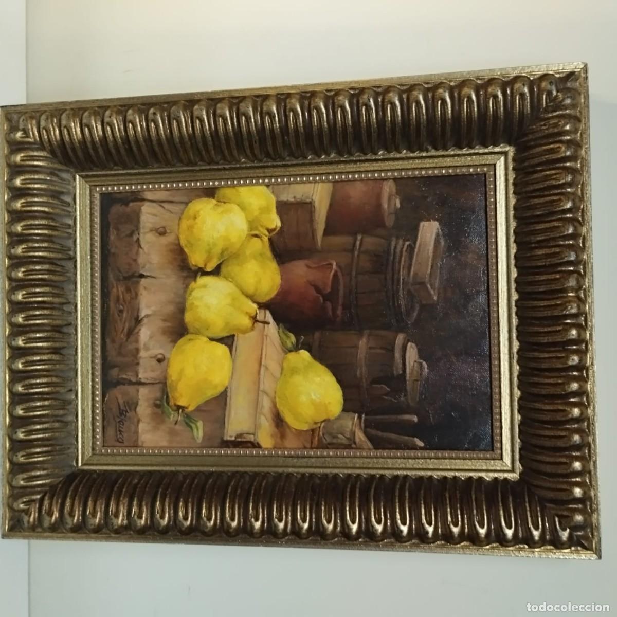 Arte: BODEG&Oacute;N MEMBRILLOS &Oacute;LEO SOBRE TABLA (BLANCO)