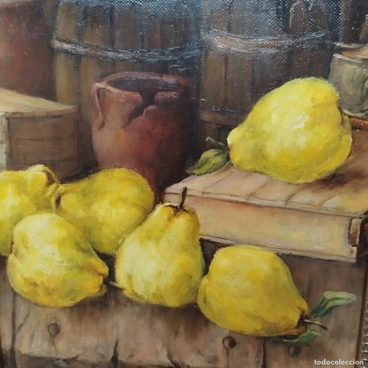 Arte: BODEG&Oacute;N MEMBRILLOS &Oacute;LEO SOBRE TABLA (BLANCO) - Foto 3