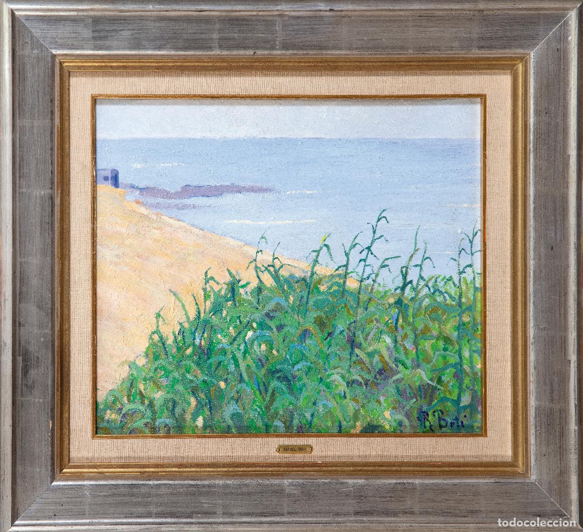 Arte: Paisaje playa &oacute;leo sobre lienzo Rafael Boti Gait&aacute;n siglo XX