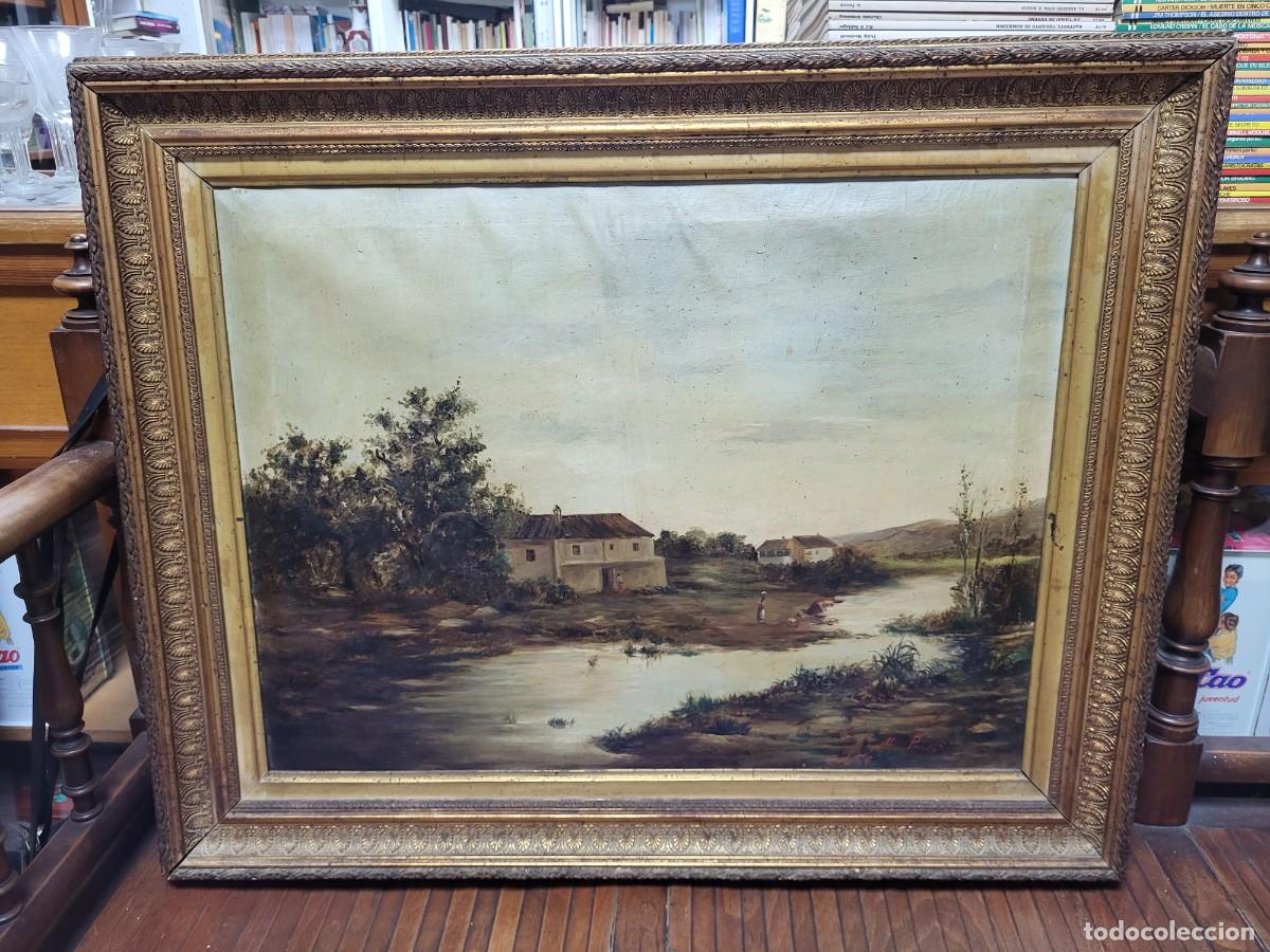 Arte: OLEO PINTURA PAISAJE COSTUMBRISTA S XIX M. PRIETO MALAGA ? 1898