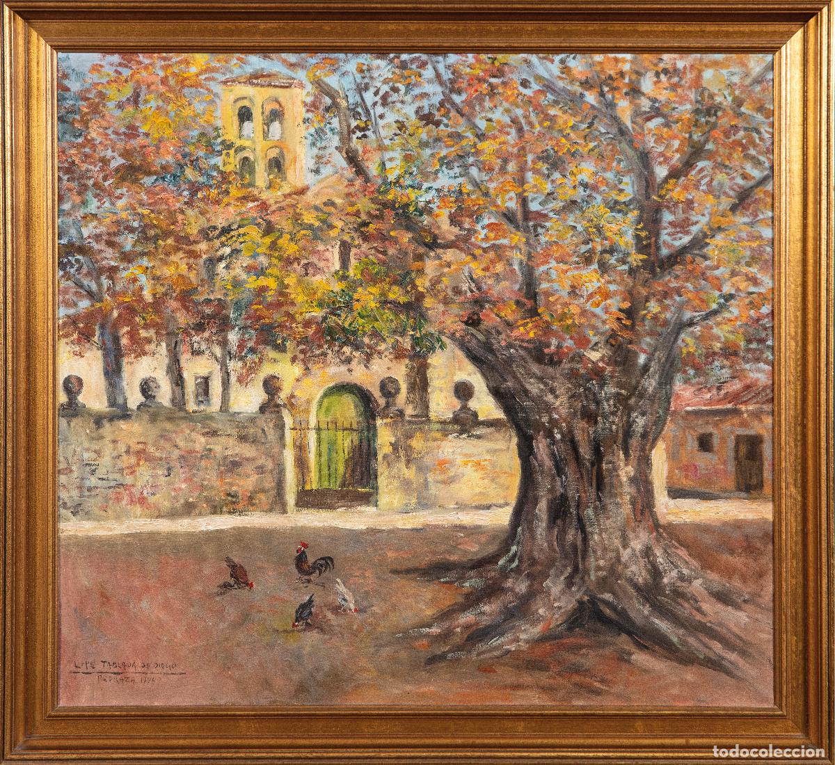 Arte: Plaza de la Iglesia en Pedraza &oacute;leo sobre lienzo Lope Tablada de Diego firmado y fechado en 1974