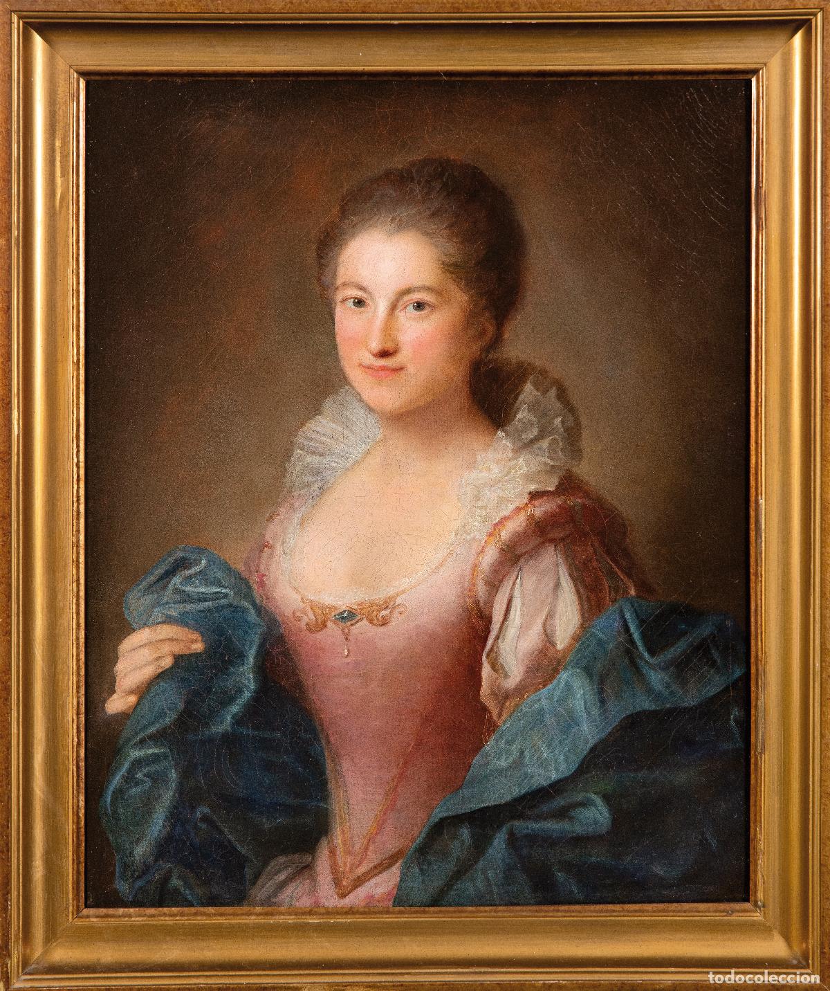 Arte: Retrato de dama &oacute;leo sobre lienzo reentelado escuela europea del siglo XVIII