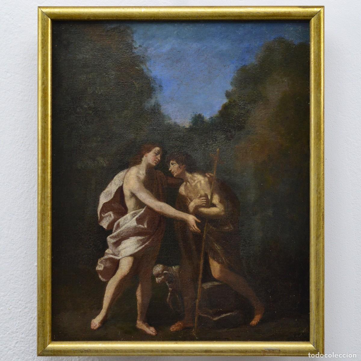 Arte: 17th Century Italian School Baroque Oil Painting Christ John Baptist Framed