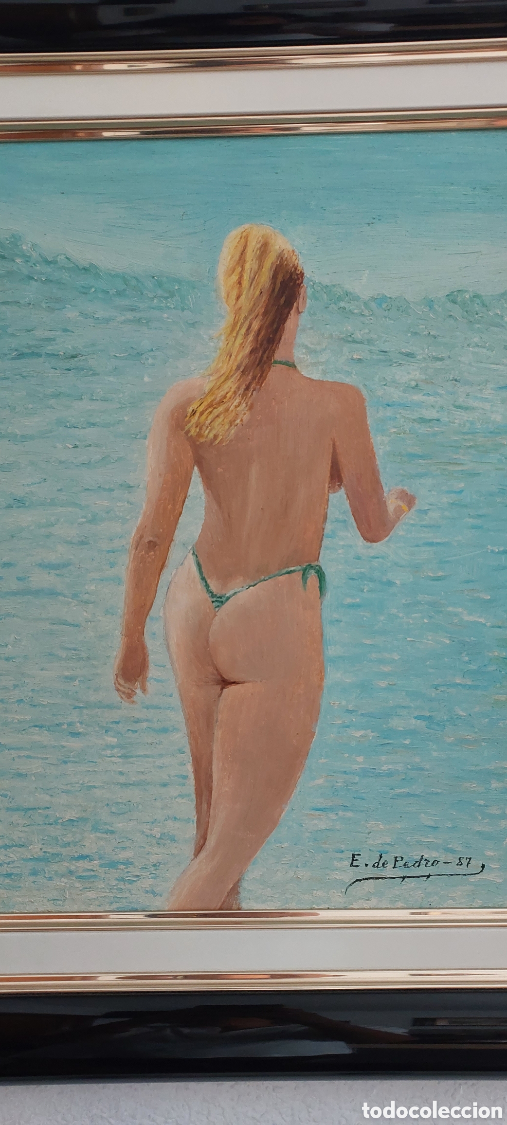 Arte: Cuadro &oacute;leo mujer en el mar - Foto 2