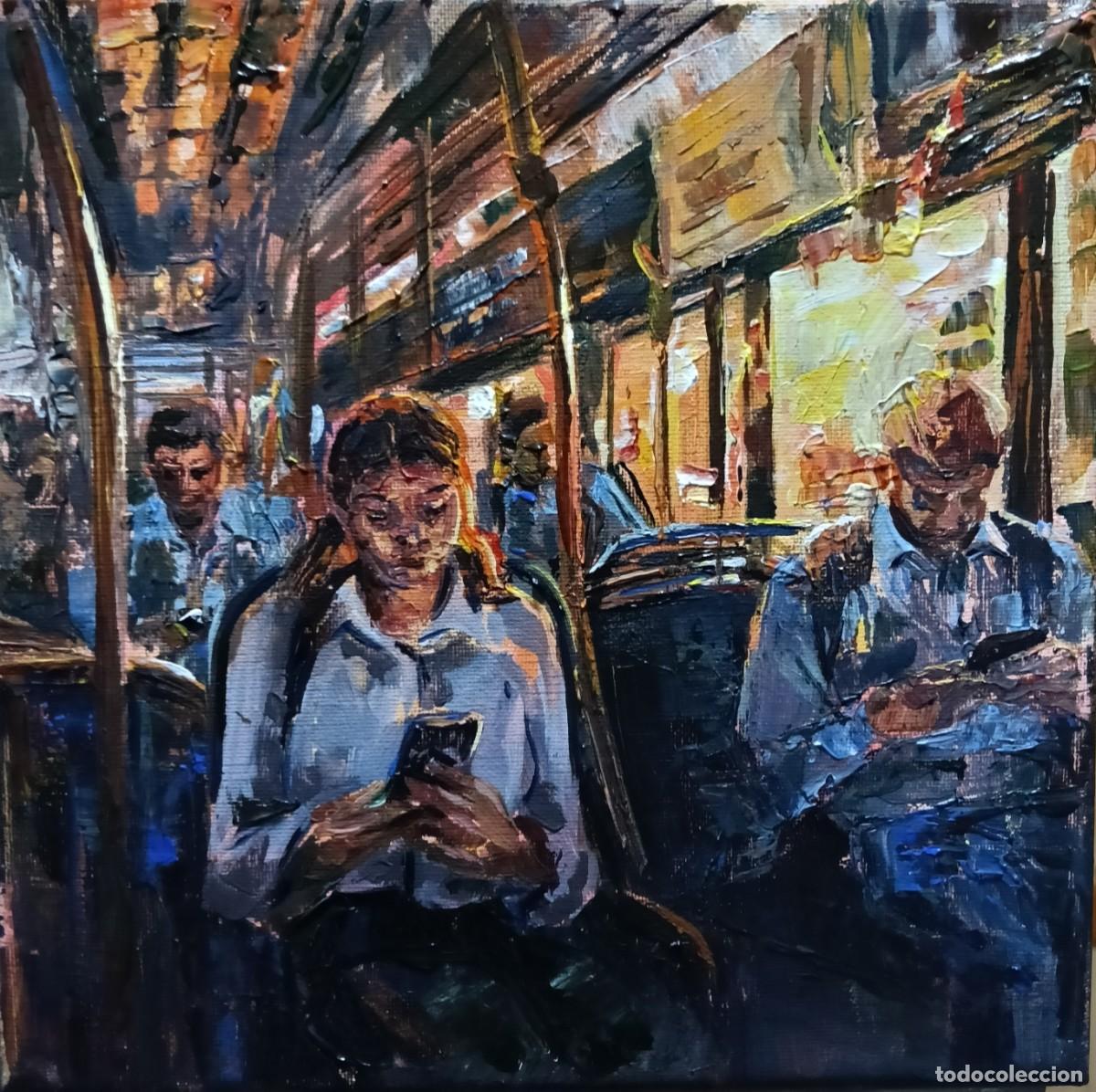Arte: . Acr&iacute;lico sobre lienzo &rdquo;Des-conectados&rdquo; 20X20m. Jessica Gonpra