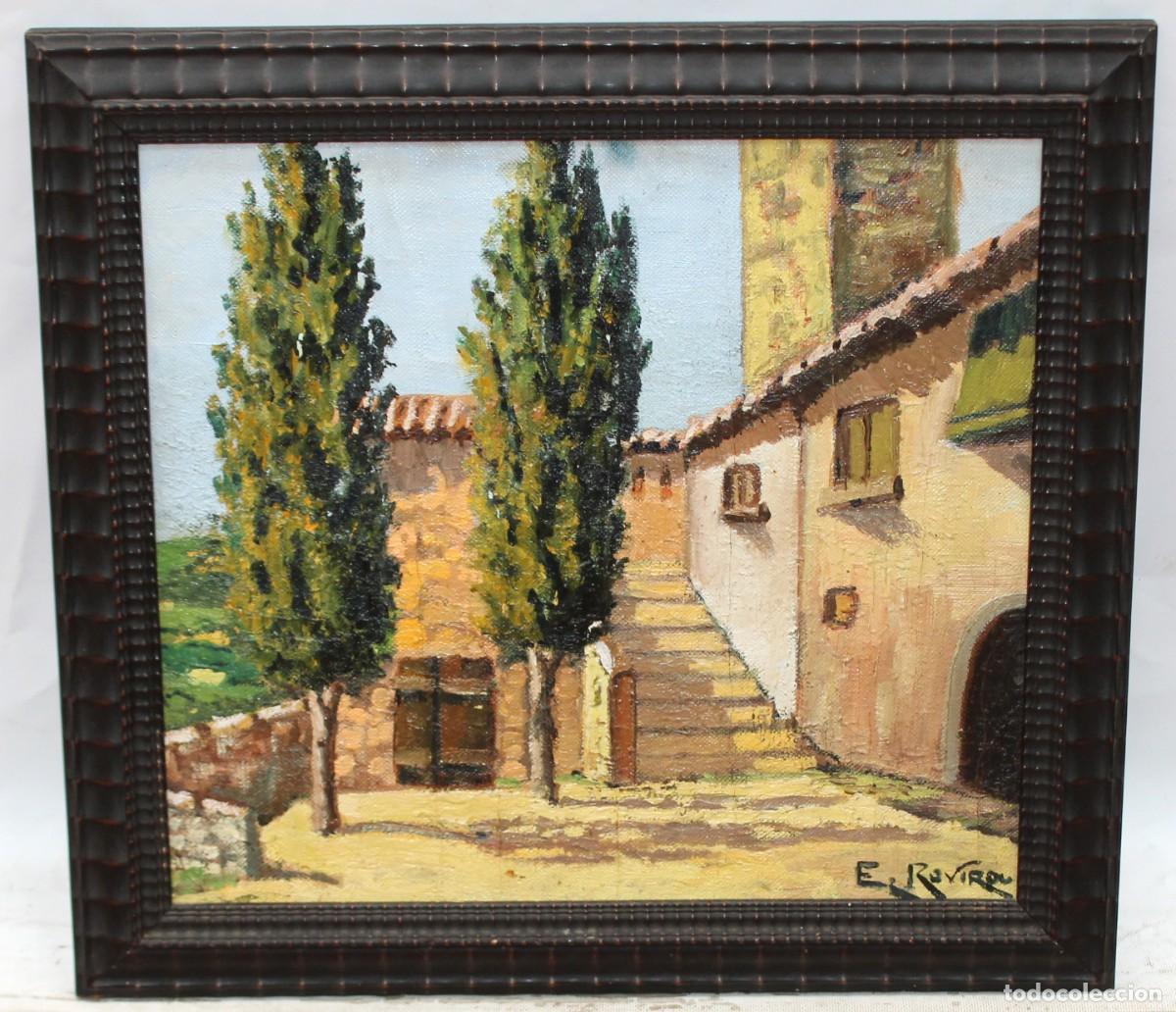 Arte: ENRIC ROVIRA I JOLIS (1928 - ??) OLEO SOBRE TELA. LA CASA ENTRE CIPRESES