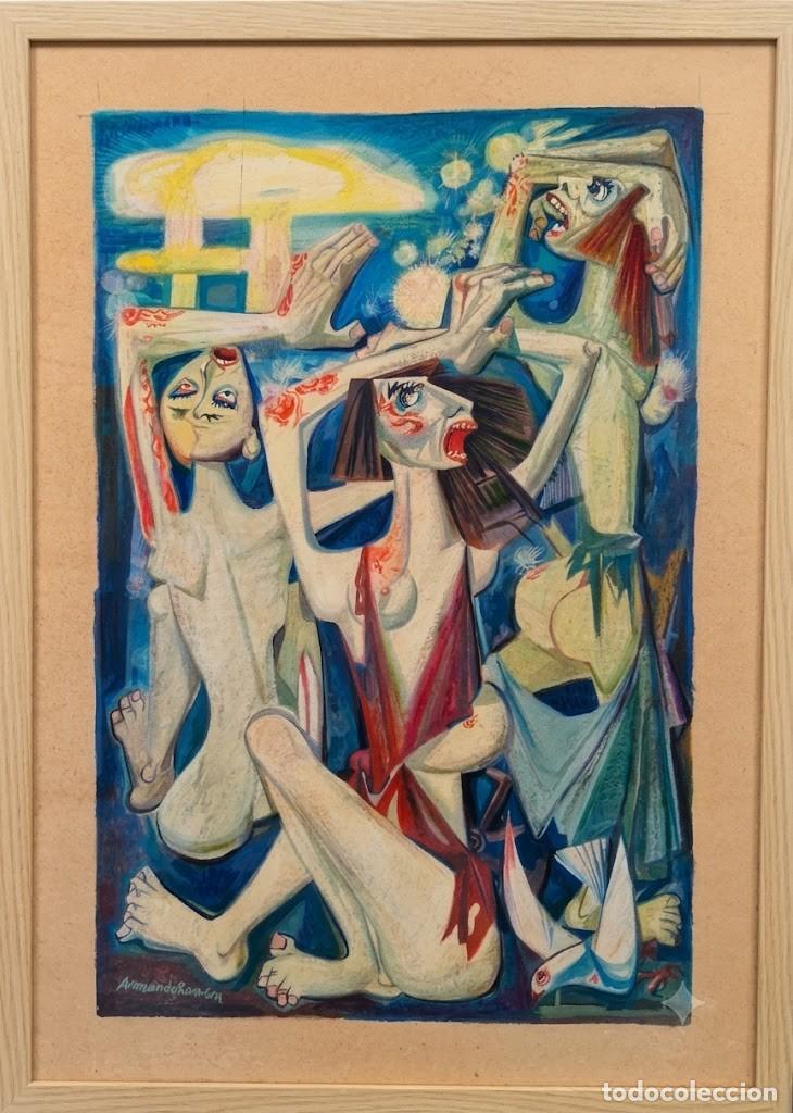Arte: Armando RAM&Oacute;N (Valencia,1900-Barcelona 1980-85?) &rdquo;Apocaliptico&rdquo; &oacute;leo sobre cartulina (71 x 74) 1954