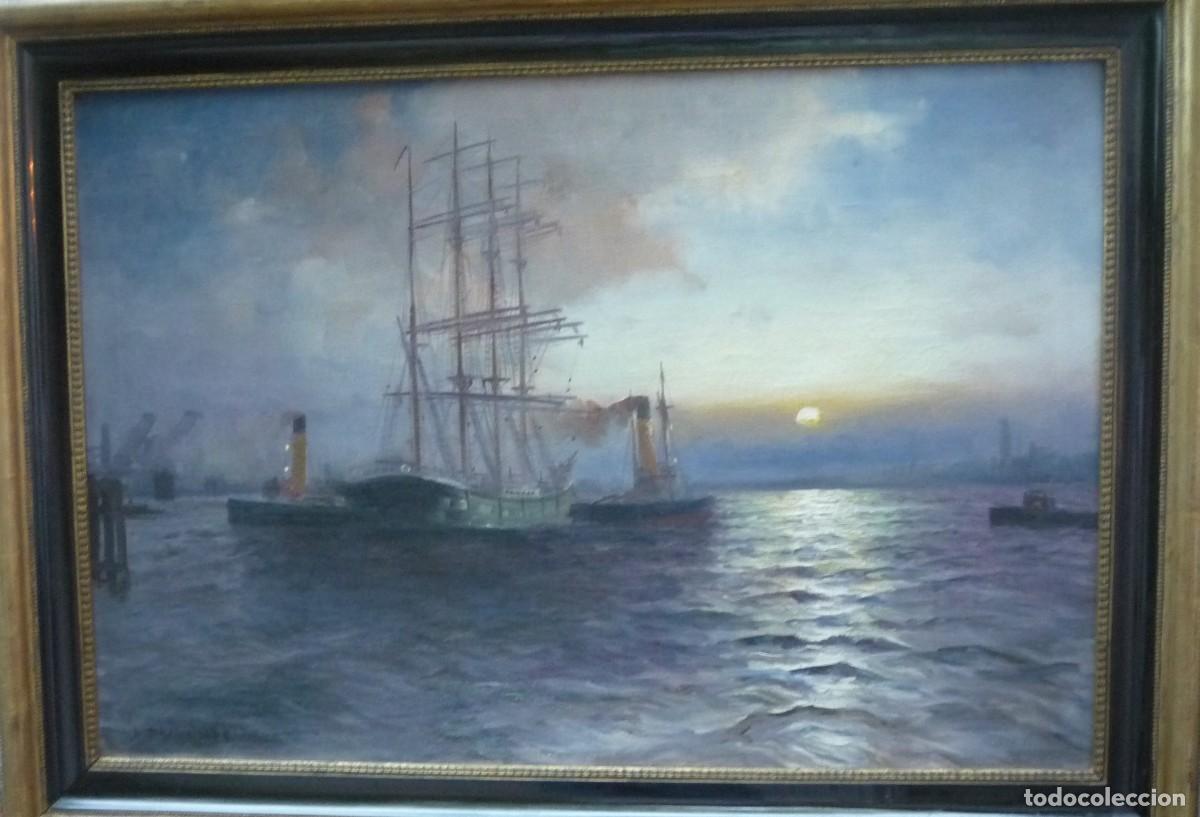 Arte: TIMMERMANS Louis &Eacute;tienne (1846-1910) Atrib. &rdquo;ENTRANDO A PUERTO&rdquo; Pintor franc&eacute;s. &oacute;leo sobre lienzo