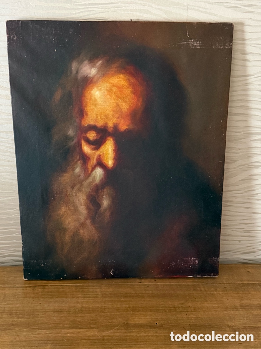 Arte: OLEO sobre LIENZO. ANCIANO CON BARBA - Foto 1