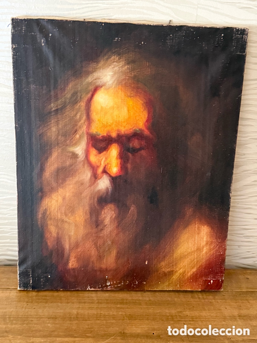 Arte: &Oacute;LEO sobre Lienzo. ANCIANO CON BARBA - Foto 1