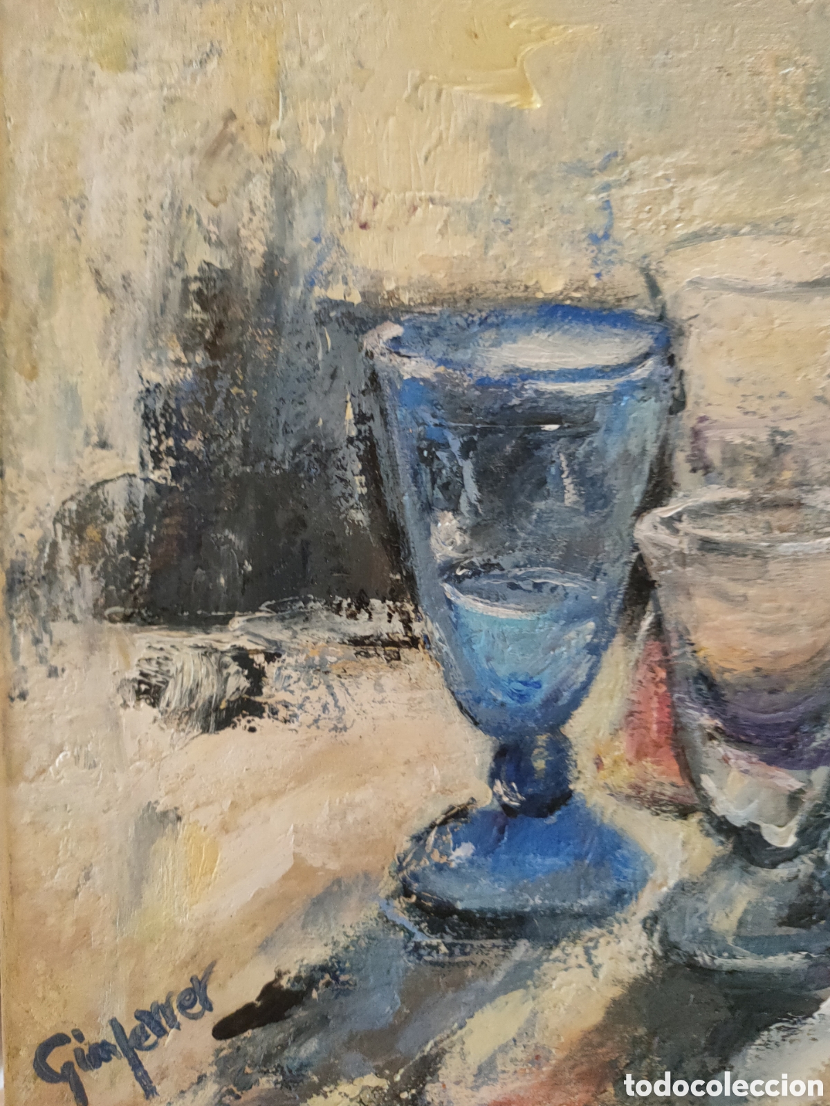 Arte: Gimferrer &oacute;leo sobre tela bodegon con vasos - Foto 3