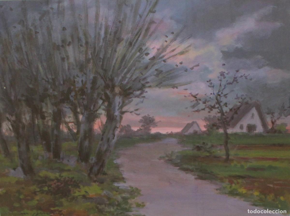 Arte: MIGUEL MARTINEZ VERCHILI (1898 - 1989) OLEO SOBRE CARTON. PAISAJE AL ATARDECER