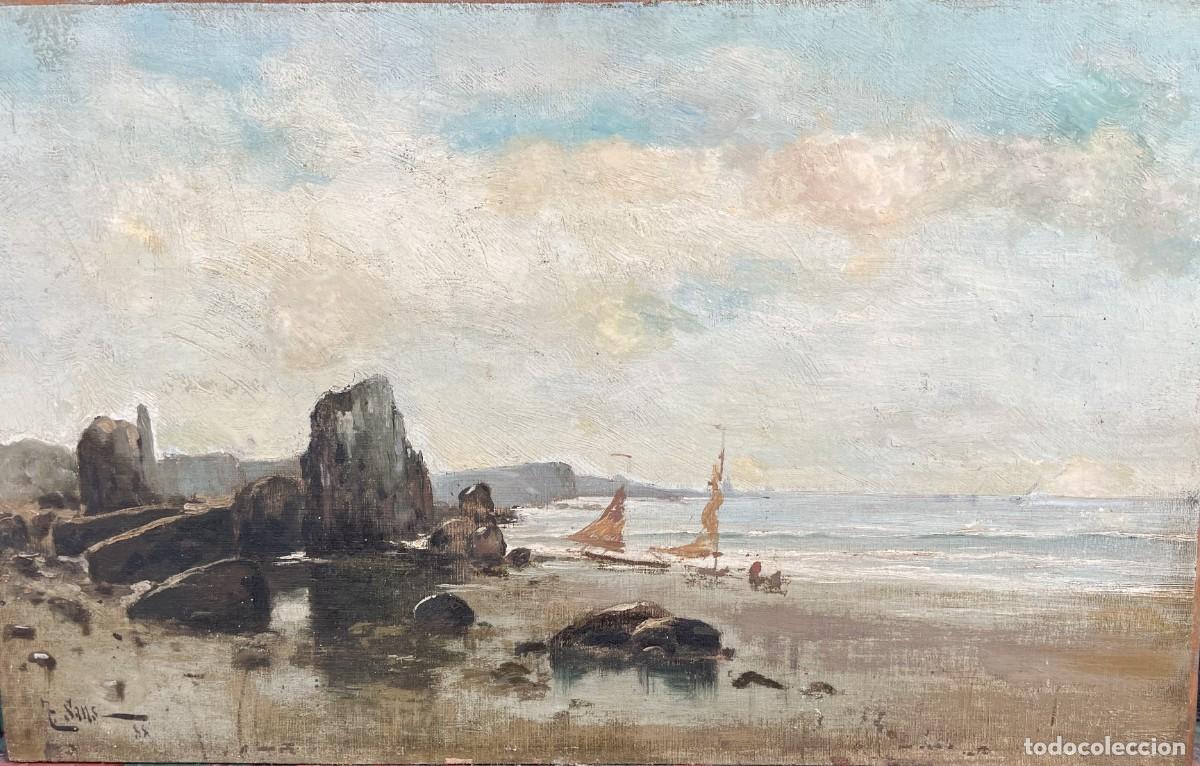 Arte: SANS CORBELLA, Tom&aacute;s (1869-1911) Atrib. Pintor espa&ntilde;ol (catal&aacute;n) - Oleo s/tela pegado a una tabla.