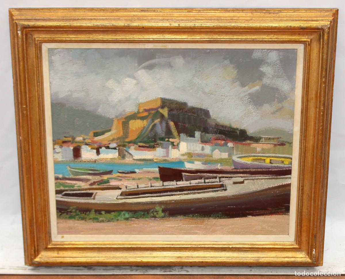 Arte: RAFAEL DIONISIO FERNANDEZ MARTINEZ (C&uacute;llar, 1921 - Denia, 2007) OLEO SOBRE TABLEX. VISTA DE DENIA