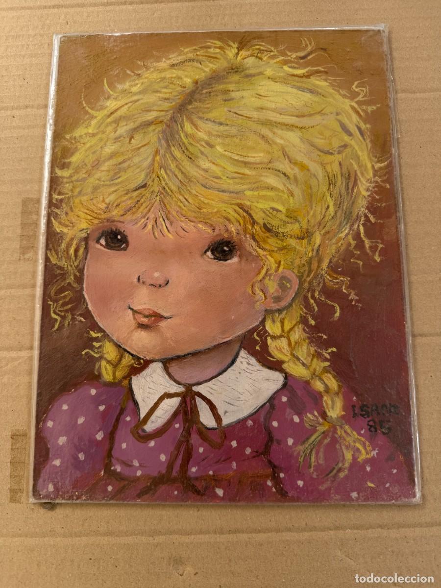 Arte: S1- PINTURA ORIGINAL SOBRE MADERA DE ILUSTRACION INFANTIL FIRMADO POR ISABEL SANZ EN 1.985