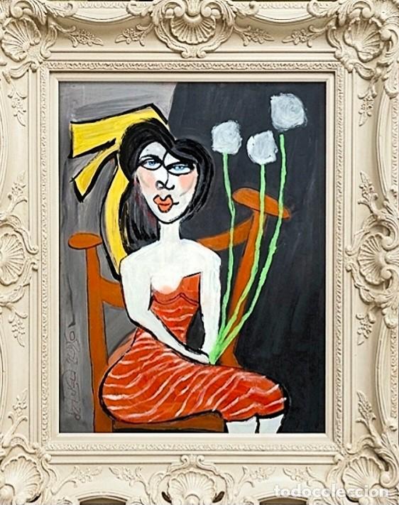 Arte: Retrato Mujer con flores