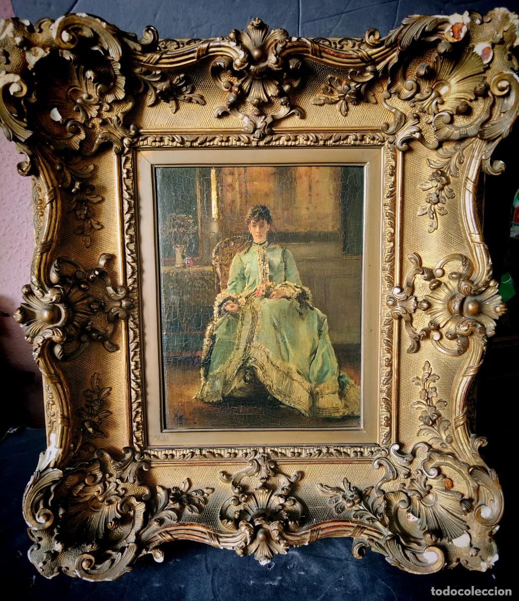 Arte: Alfred Stevens (B&eacute;lgica 1823-1906) Mujer sentada &oacute;leo sobre tabla