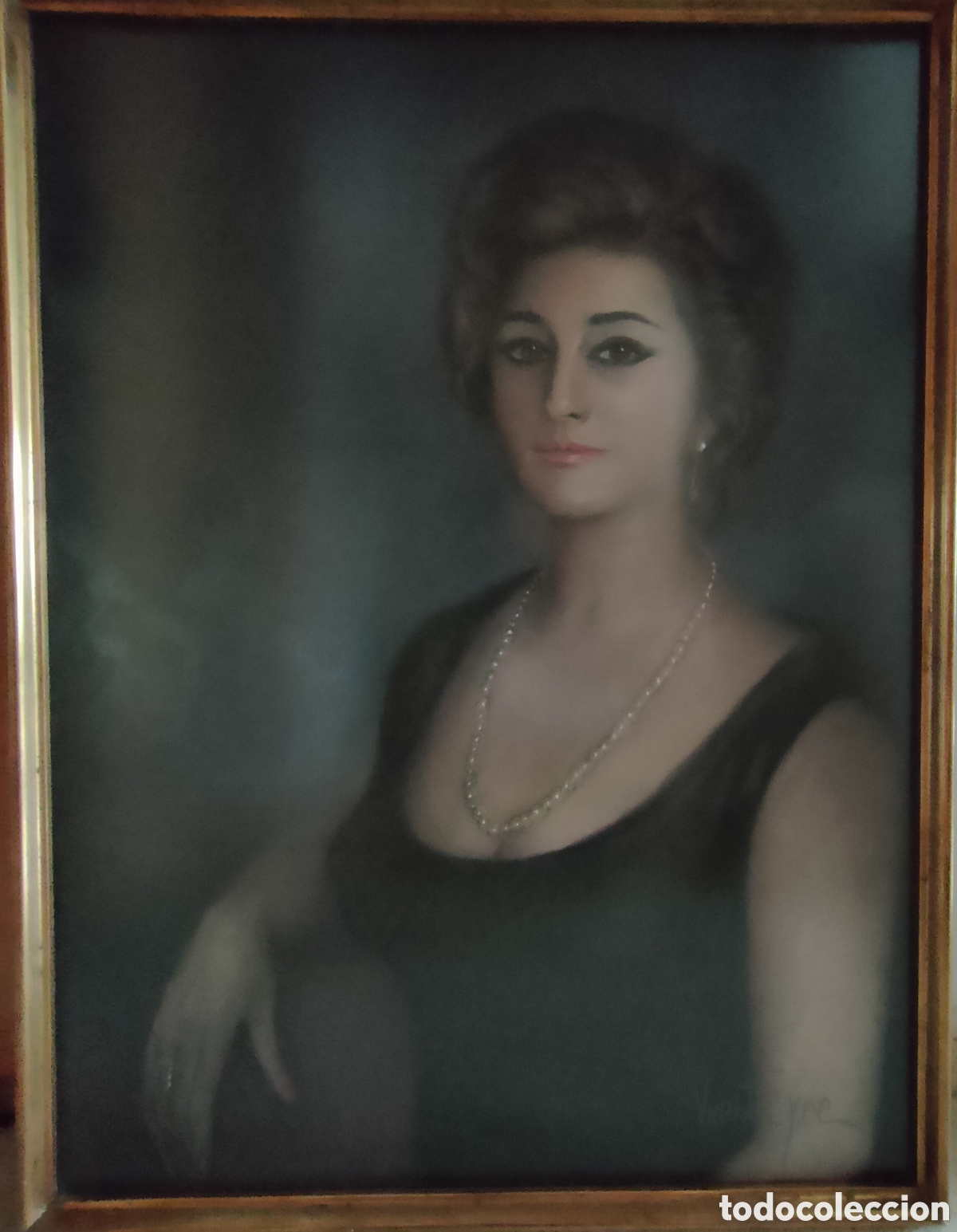 Arte: Vicente Eyr&eacute; Fern&aacute;ndez (Pontevedra 1918-Lugo 2008) retrato femenino pastel sobre papel gran tama&ntilde;o