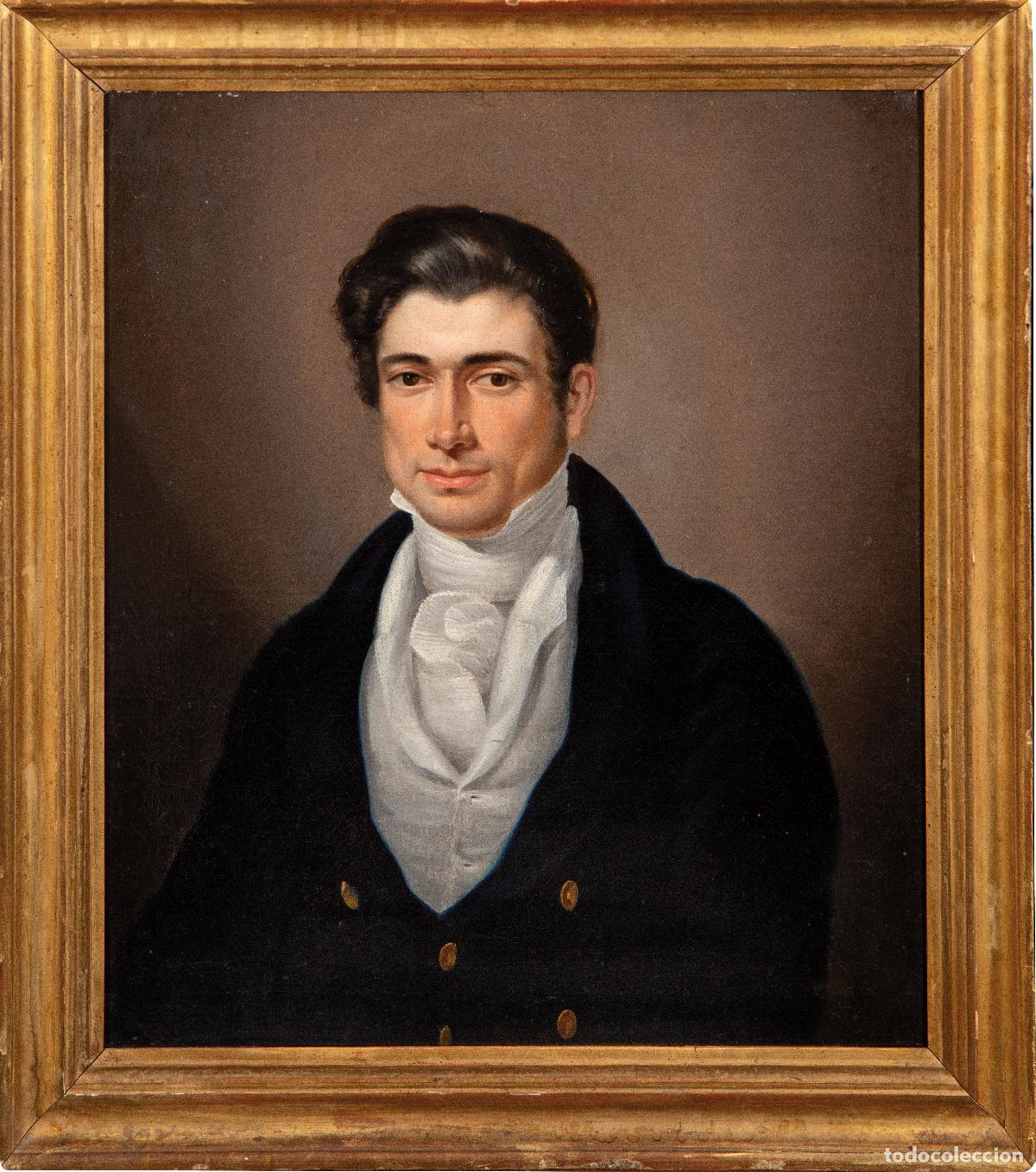Arte: Retrato de caballero victoriano &oacute;leo sobre lienzo escuela inglesa mediados del siglo XIX
