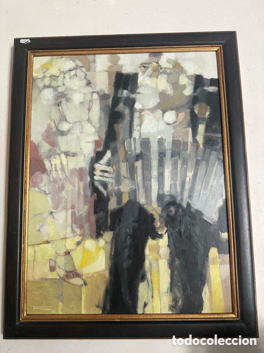 Arte: OLEO DEL PINTOR ARGENTINO ALFREDO CEVERINO. TITULADO &rdquo;BANDONEONISTA Y MUSA EMBARAZADA&rdquo; 87.