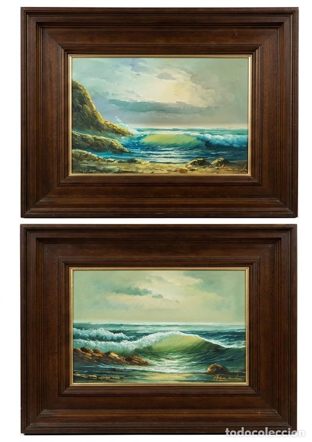 Arte: Lote de 2 &Oacute;leos sobre Lienzo Originales Firmados por Aranda con Marcos de Alta Calidad