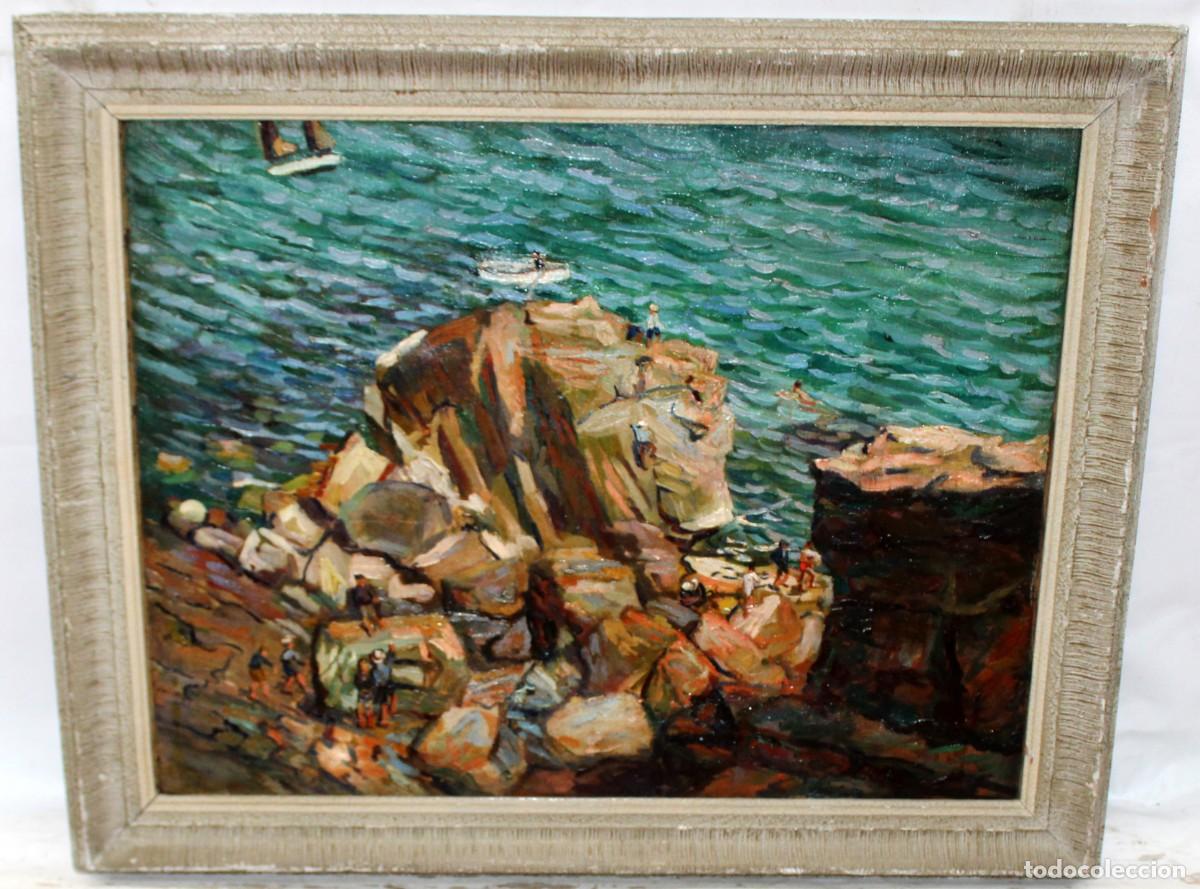Arte: ESCUELA VALENCIANA (XX) OLEO SOBRE TELA DE AUTOR ANONIMO. VISTA COSTERA