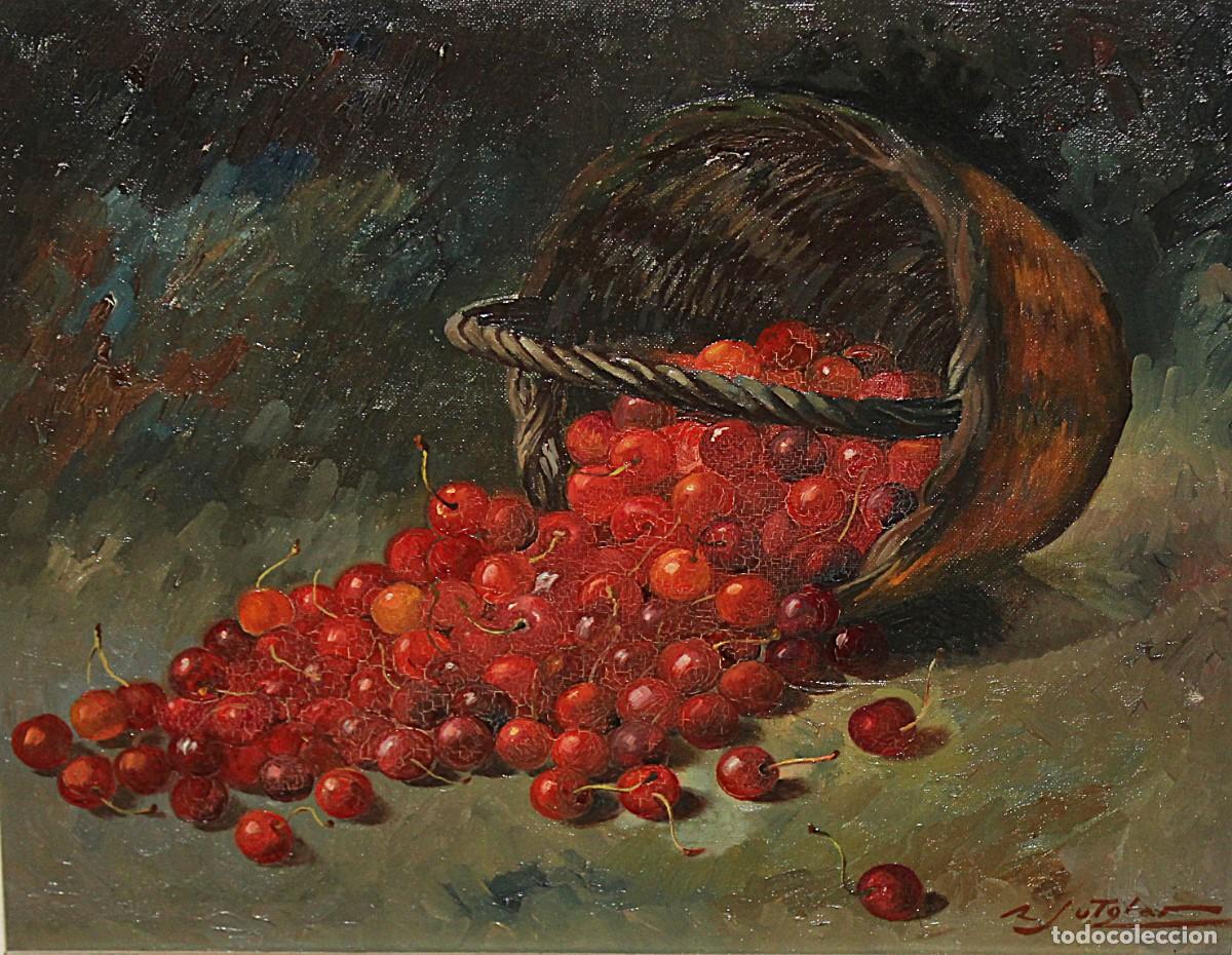 Arte: RAFAEL JUTGLAR PUJOL (Badalona, 1889 - Barcelona, 1961) OLEO SOBRE TELA. BODEGON DE CEREZAS