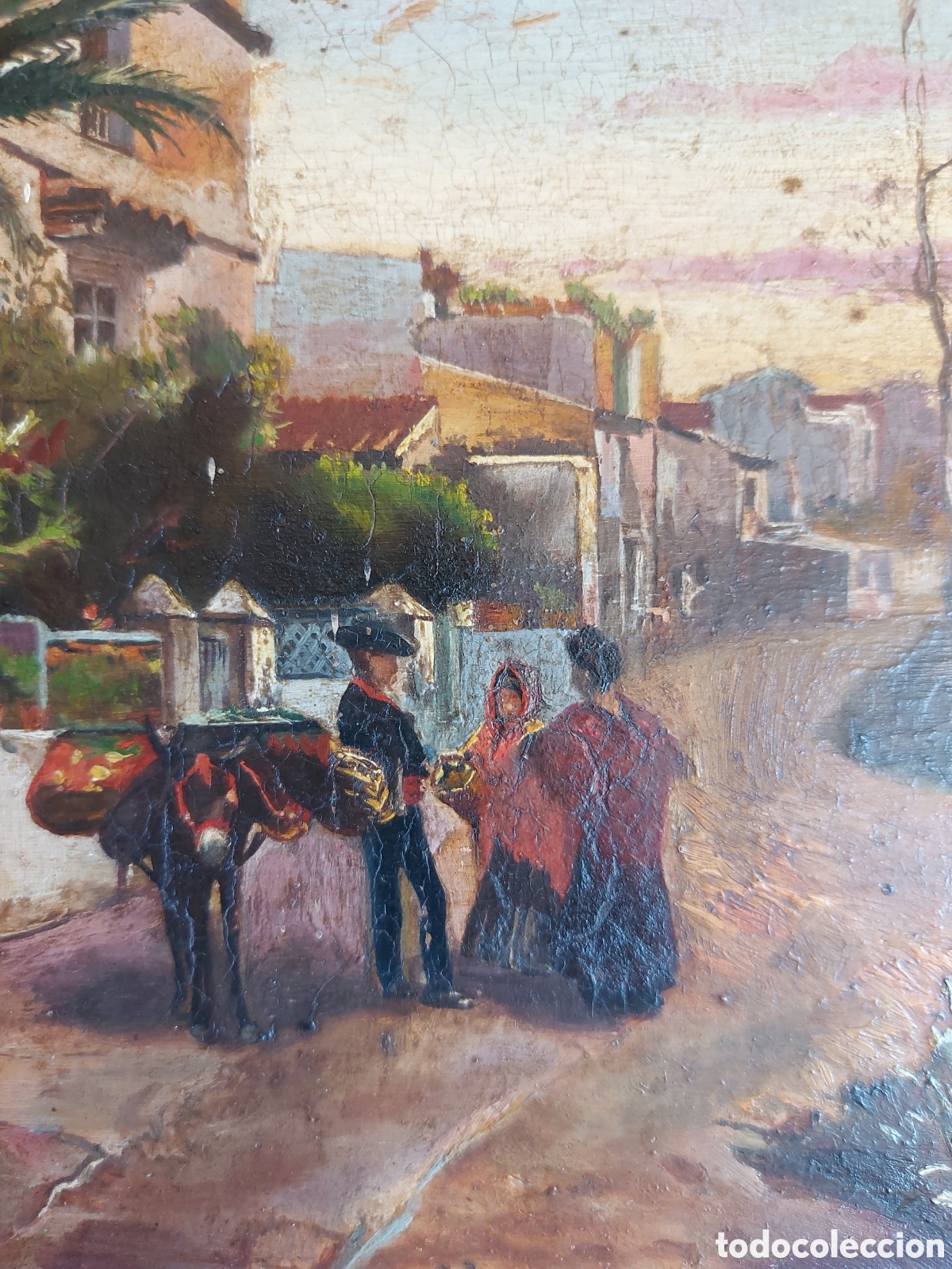 Arte: BERRUEZO &rdquo;SEVILLA EN EL BARRIO DE TRIANA&rdquo; OLEO 1914
