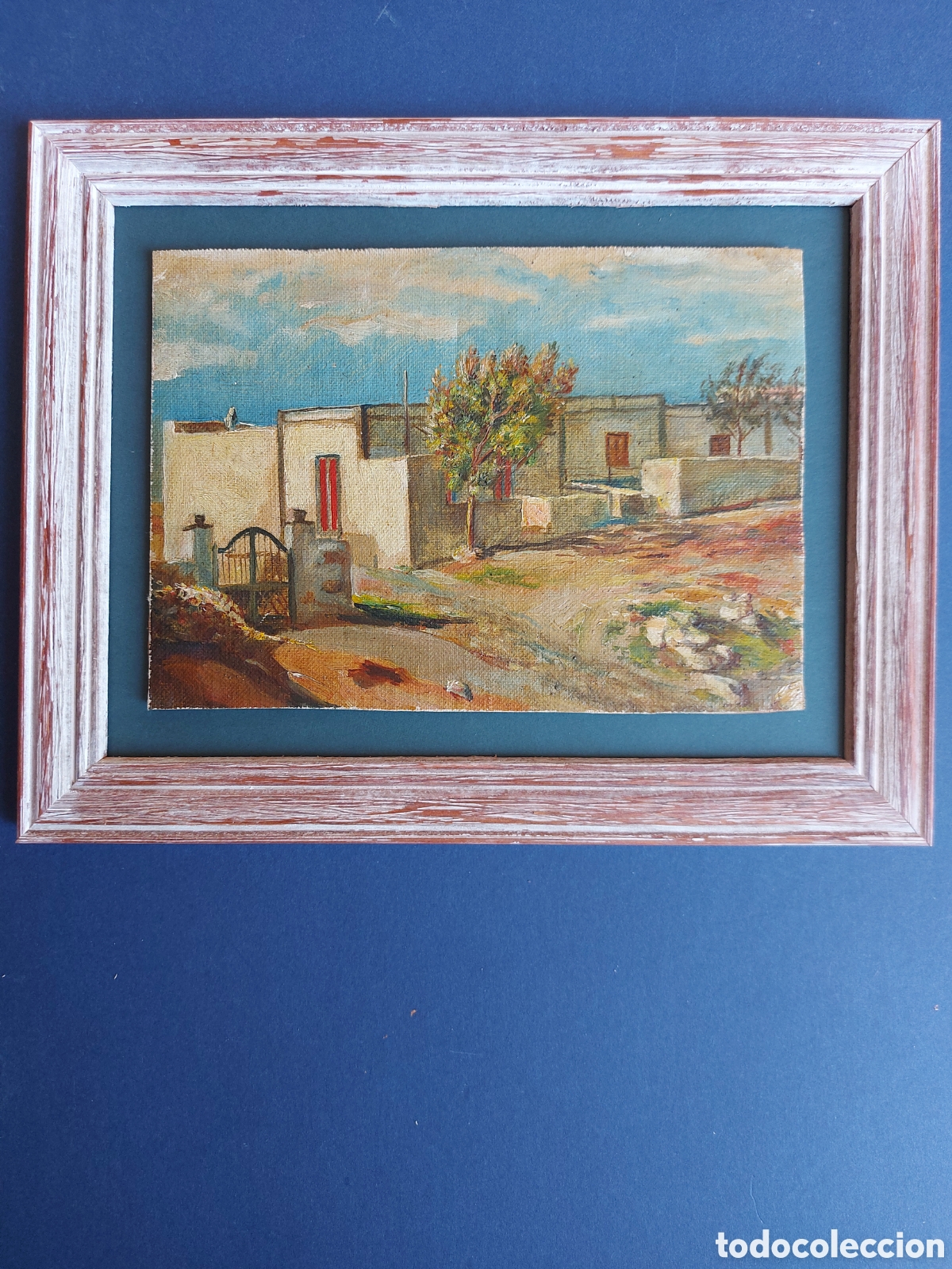 Arte: PAISAJE DE PUEBLO CON SUS VASAS