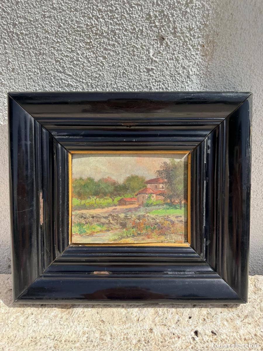 Arte: Oleo sobre tabla casona asturiana firma munilla ppio s XX 30x34cms